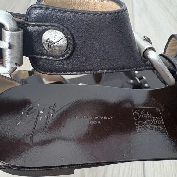 Giuseppe Zanotti Brown Leather Buckle Sandals Size 10 - Picture 7 of 13